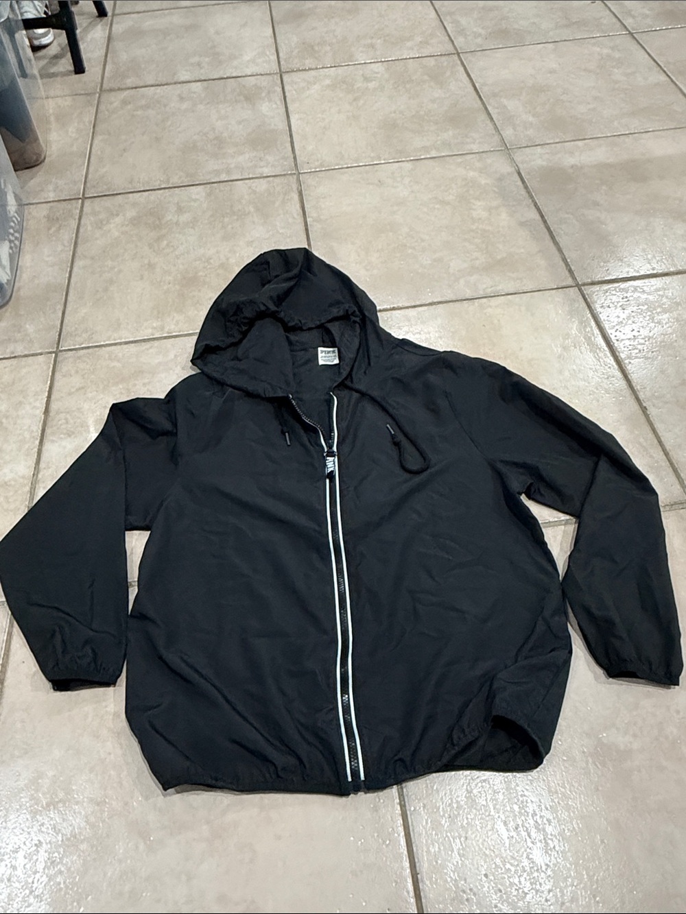 PINK Victoria's Secret Black Hooded Zip Windbreaker @@@